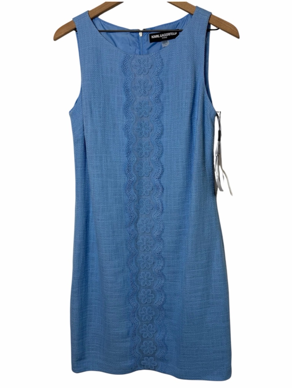 Karl Lagerfeld Paris Blue Tweed Lace Shirt Dress Women's Size 8 NWT